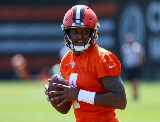 Deshaun Watson works during a drill May 31. (Tim Phillis - For The News-Herald)
